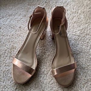 Rose gold block heels